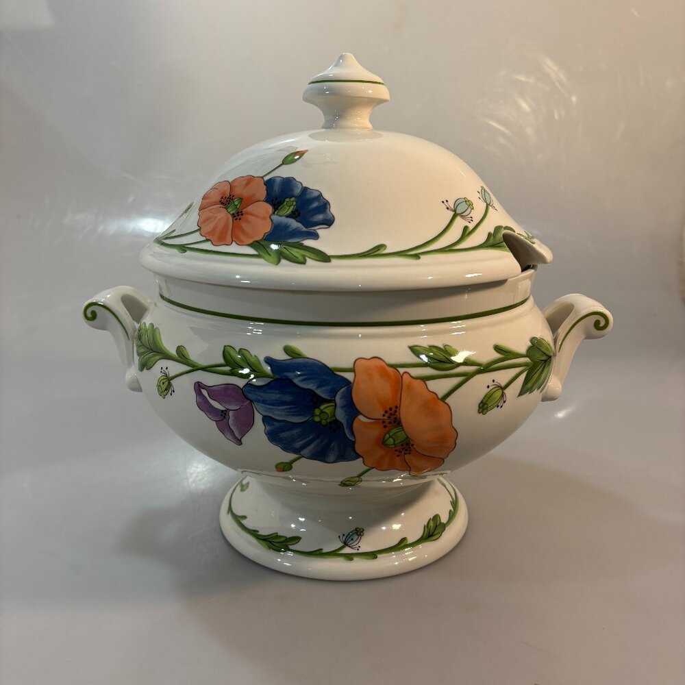 Villeroy & Boch Amapola Poppies Porcelain Lidded Soup Tureen Bowl Handled